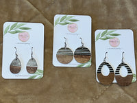 Black & White Stripe Resin Wood Earrings