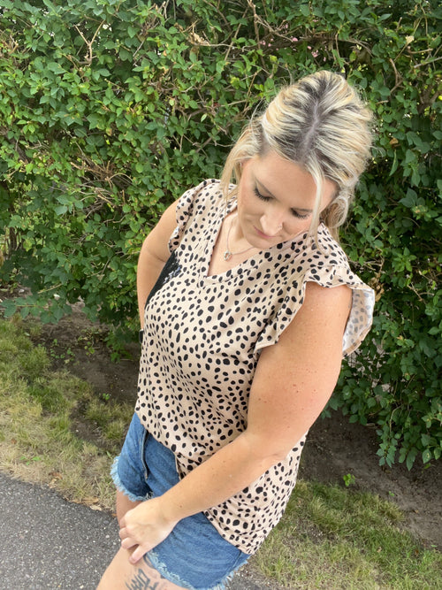 Love Someone Leopard Sequin Pocket Top