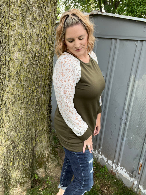 Good Intentions Lace Sleeve Sweater