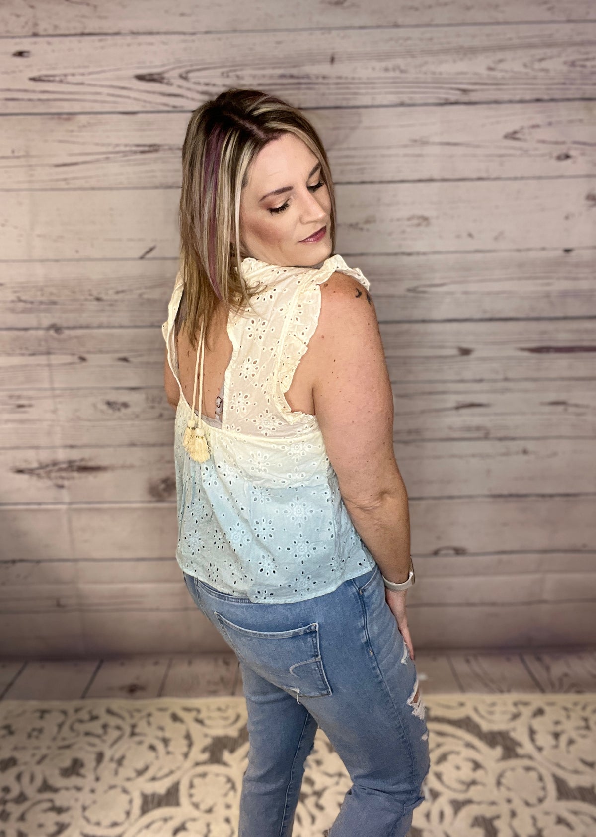 All Along Eyelet Ombre Top