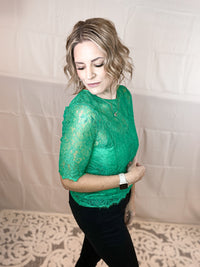 Emerald Elegance Lace Top & Cami