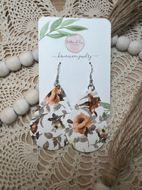 Fall Floral Faux Leather Earrings