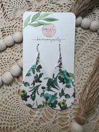 Fall Floral Faux Leather Earrings