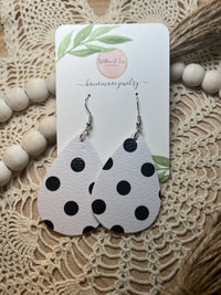 Black & White Faux Leather Earrings