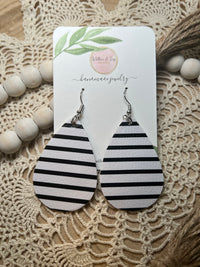 Black & White Faux Leather Earrings