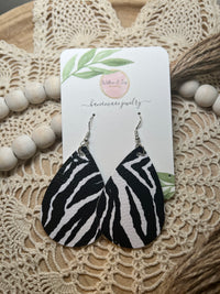 Black & White Faux Leather Earrings