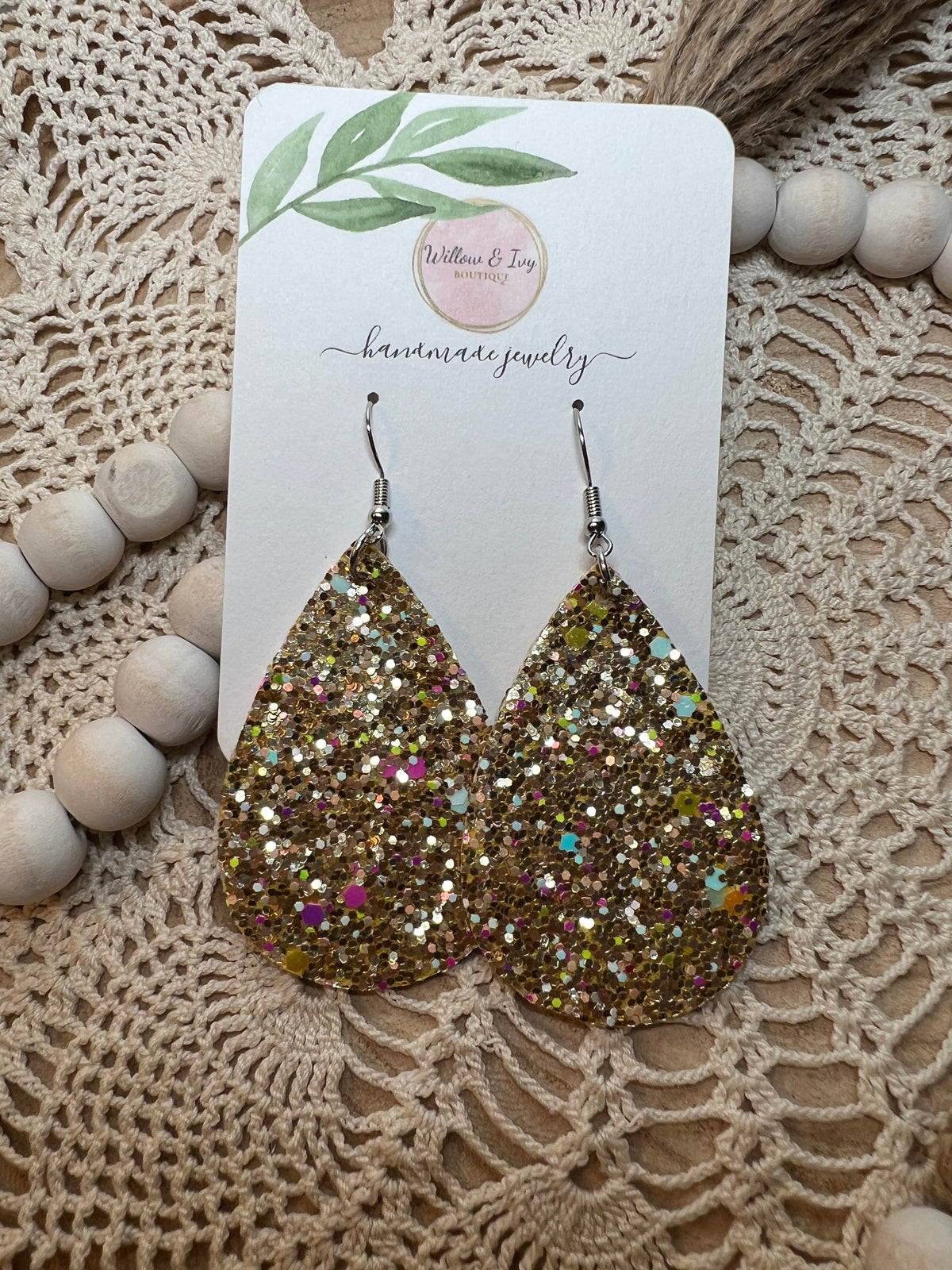 Sequin Faux Leather Earrings