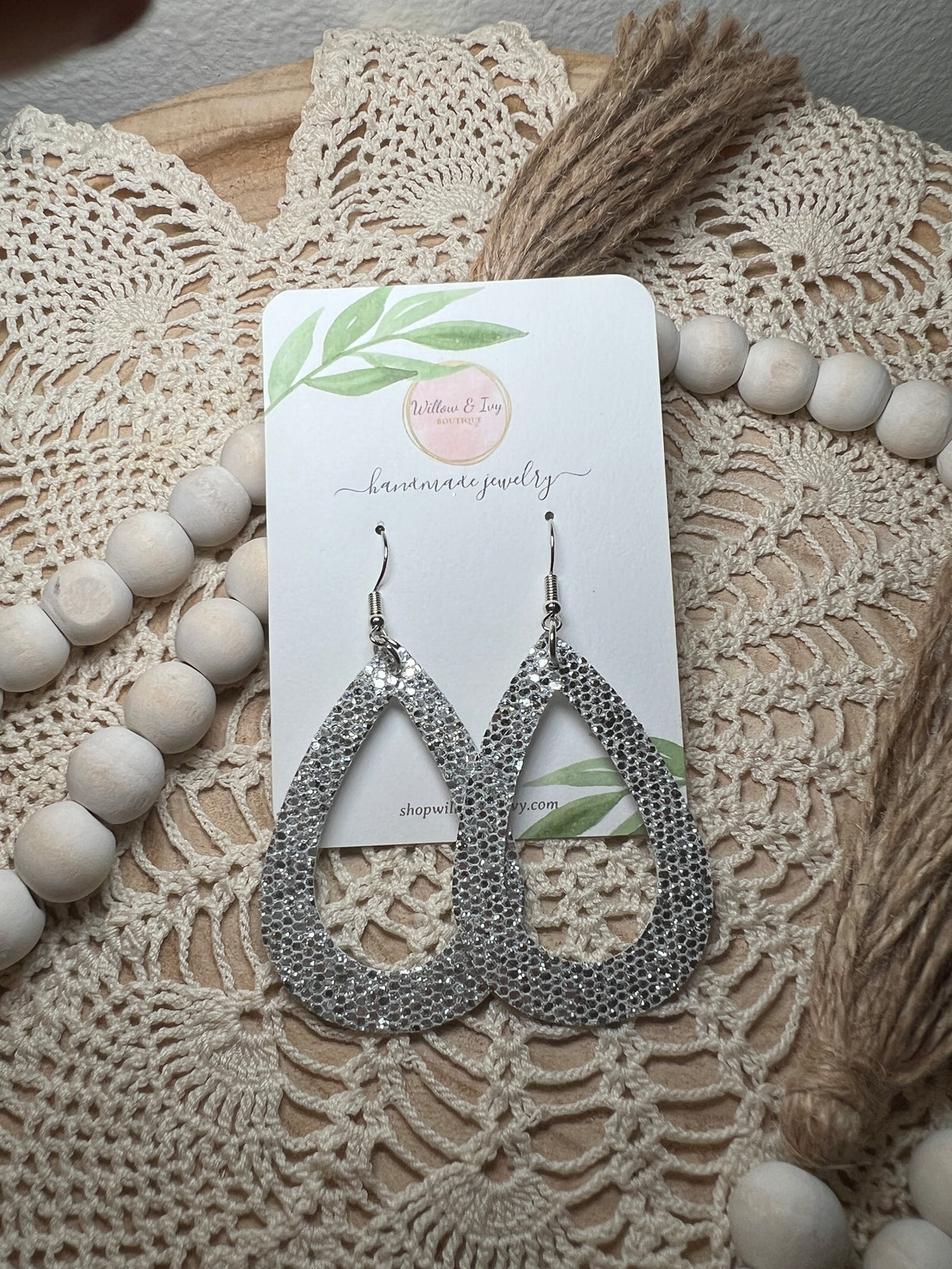 Sequin Faux Leather Earrings