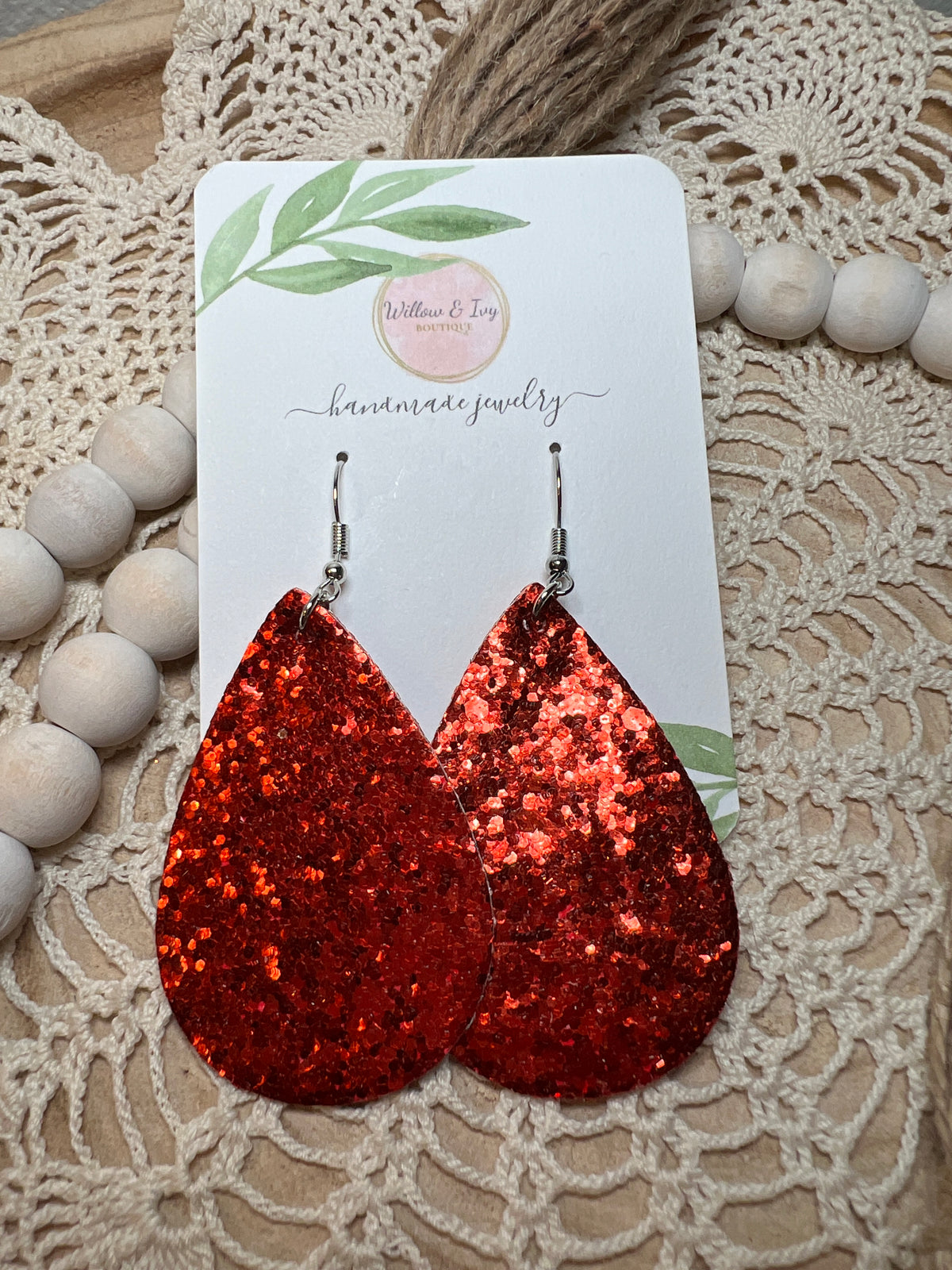 Sequin Faux Leather Earrings