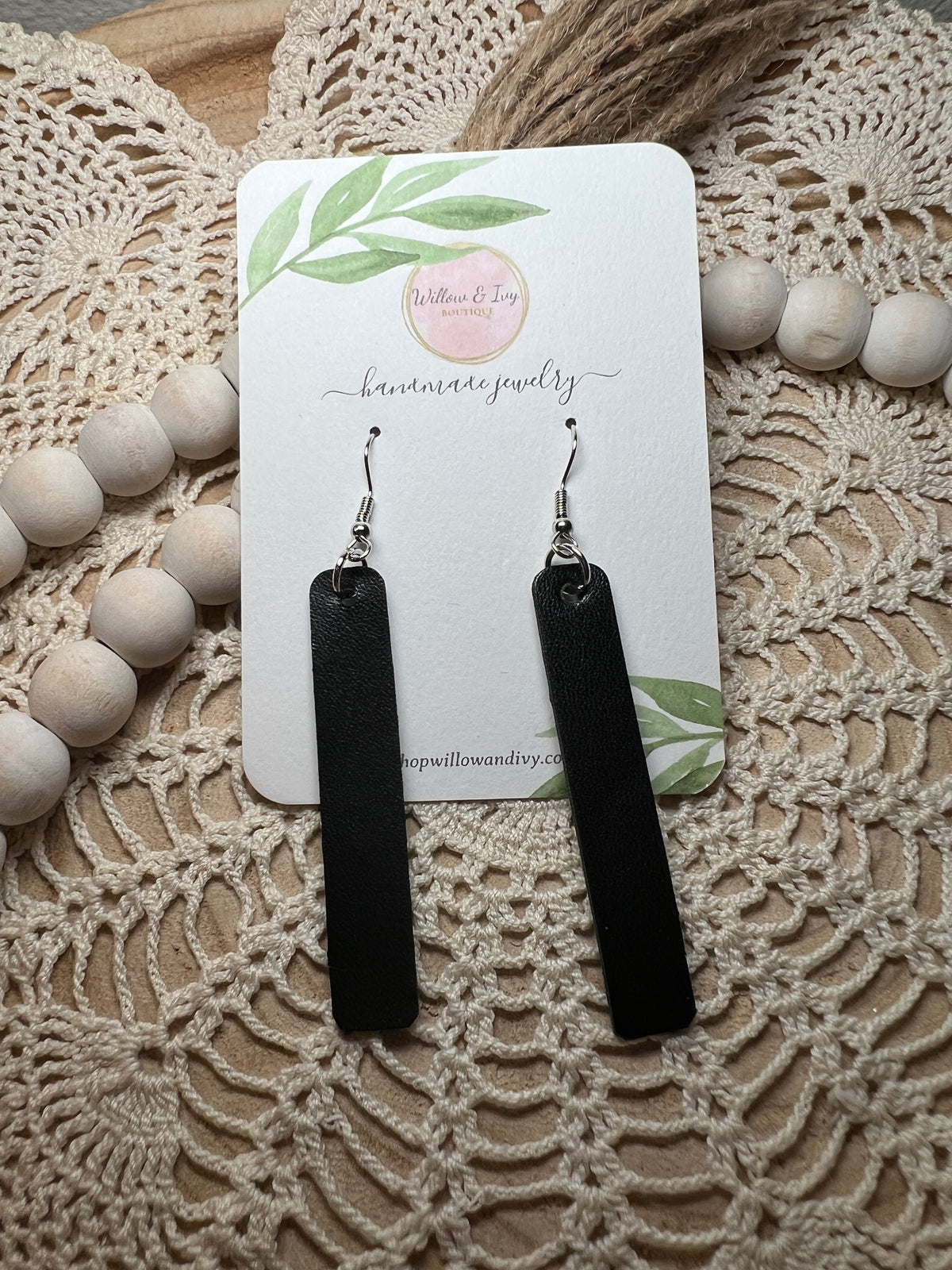 Oblong Faux Leather Earrings