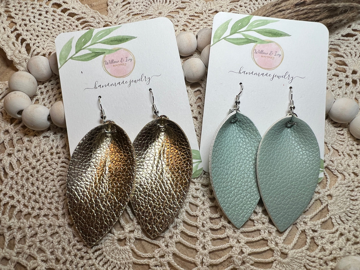 Leaf Faux Leather Earrings