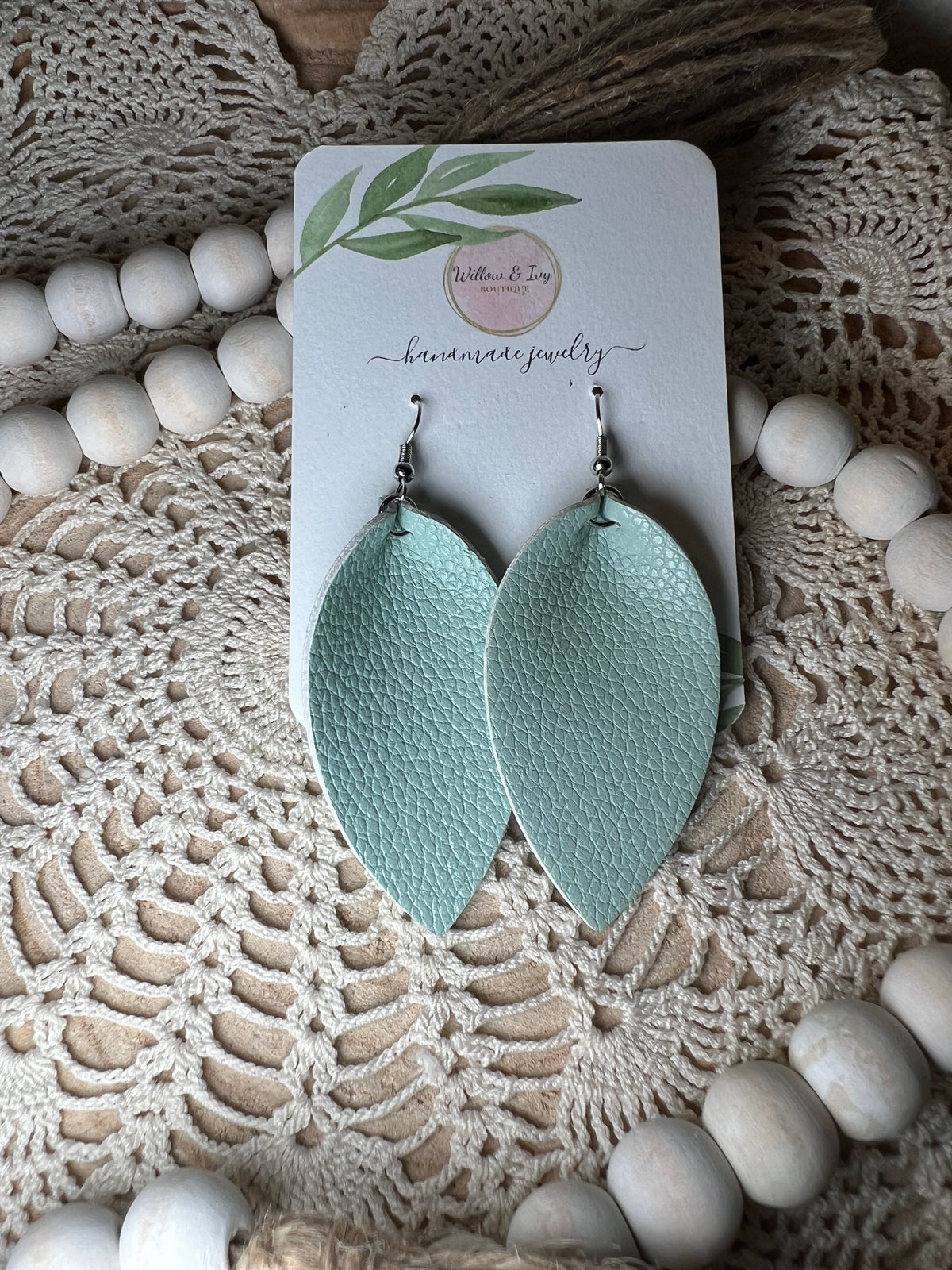 Leaf Faux Leather Earrings