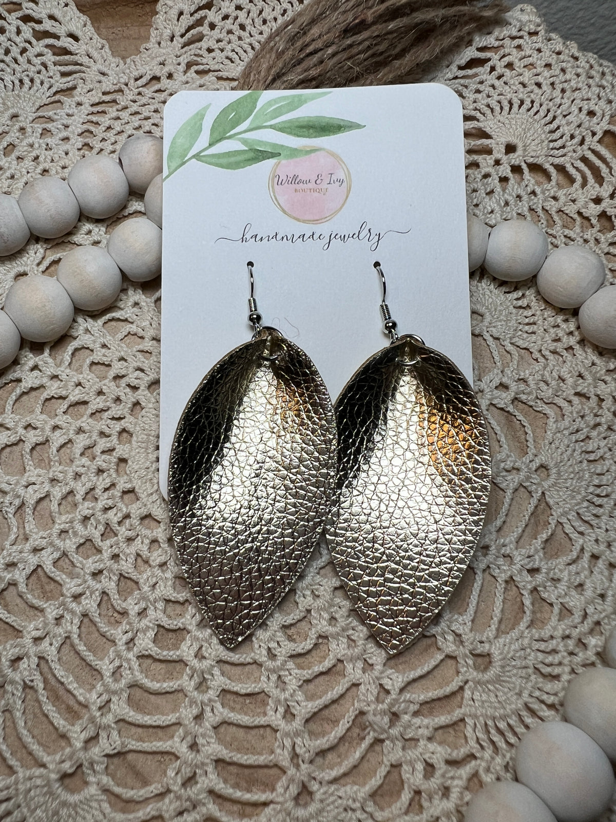 Leaf Faux Leather Earrings