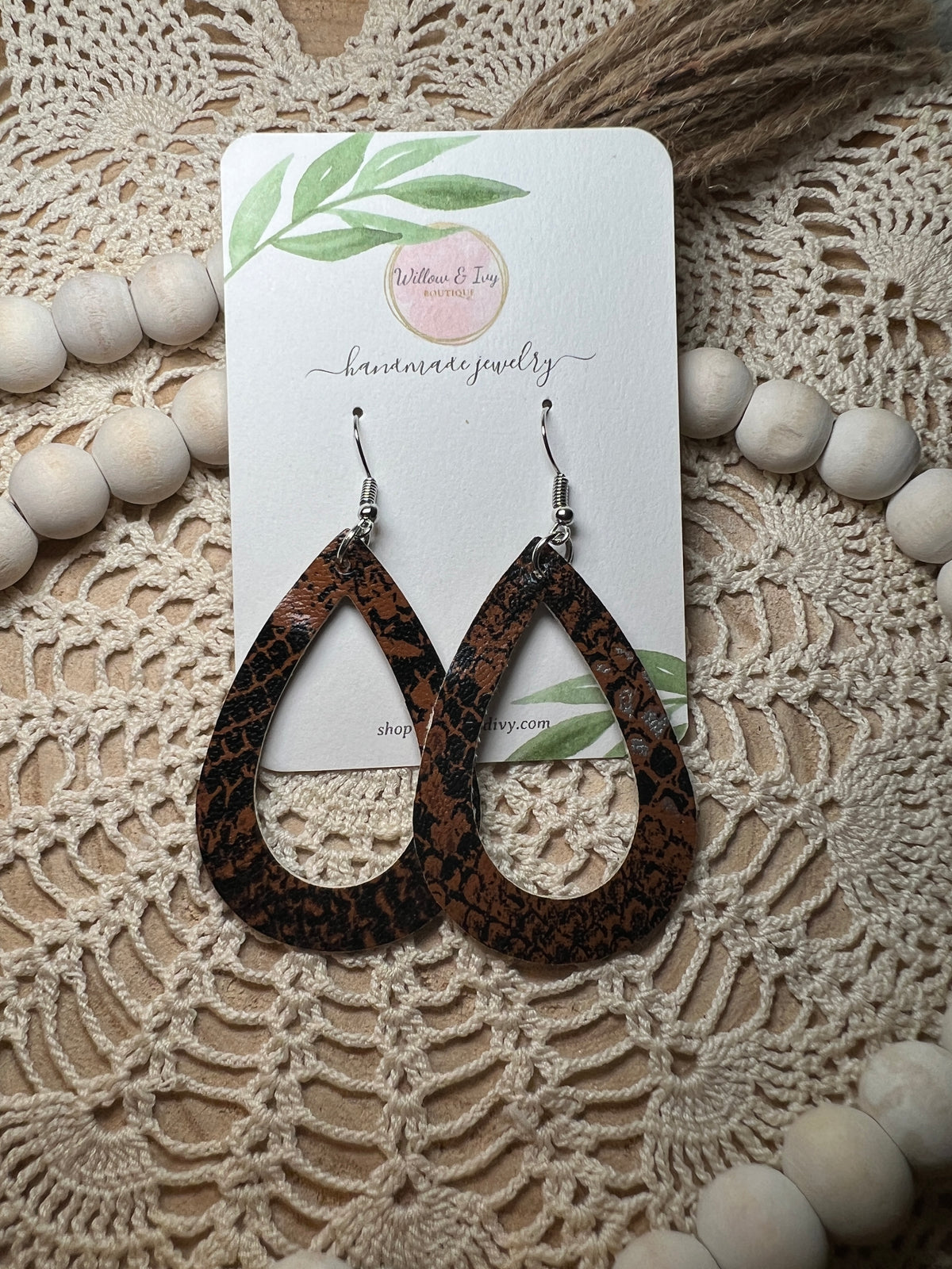 Leopard Hollow Out Faux Leather Earrings
