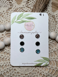 Round Druzy Stud Earrings