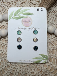 Round Druzy Stud Earrings