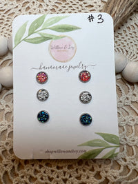 Round Druzy Stud Earrings