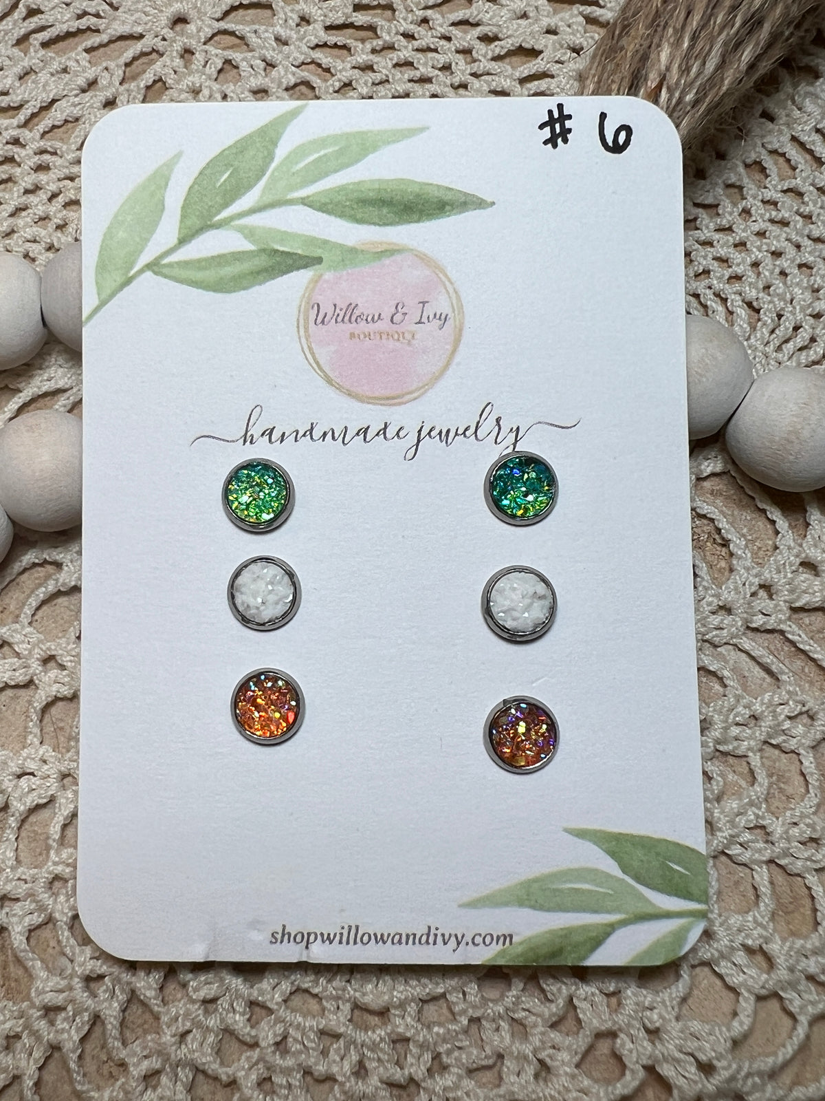 Round Druzy Stud Earrings