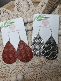 Herringbone Faux Leather Earrings