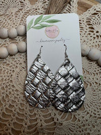 Herringbone Faux Leather Earrings