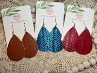 Chevron Faux Leather Earrings