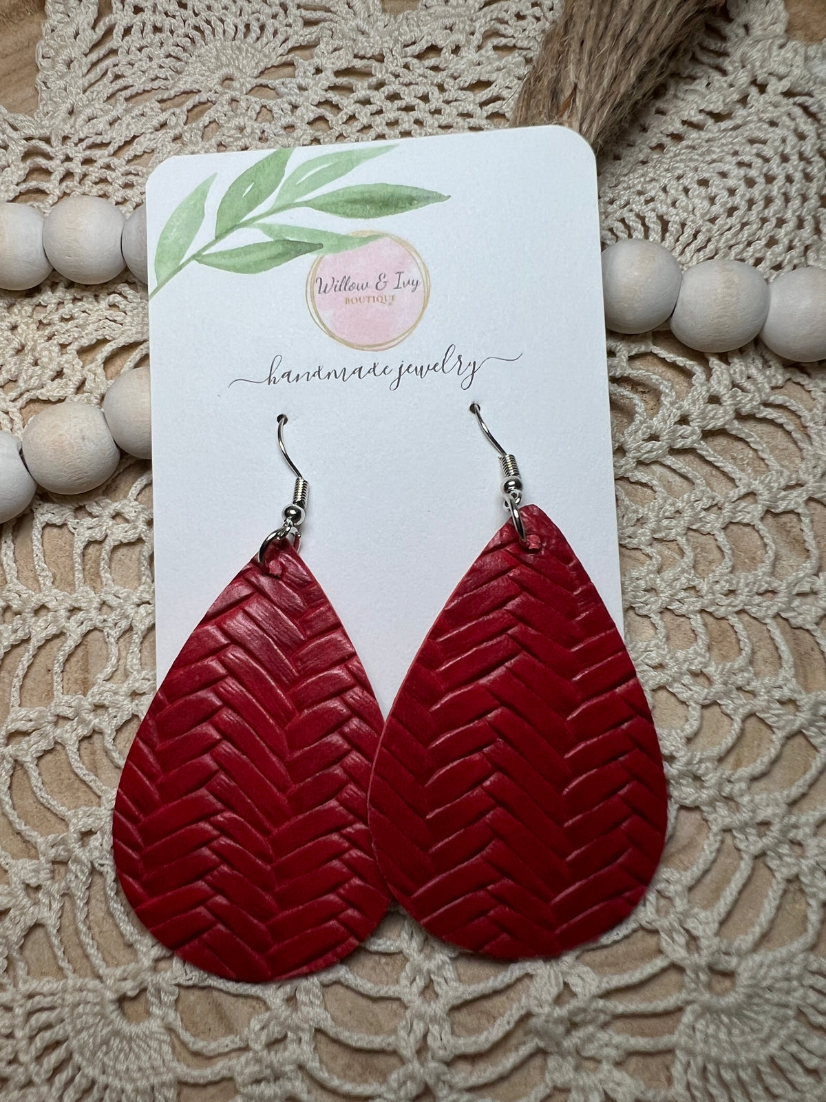 Chevron Faux Leather Earrings