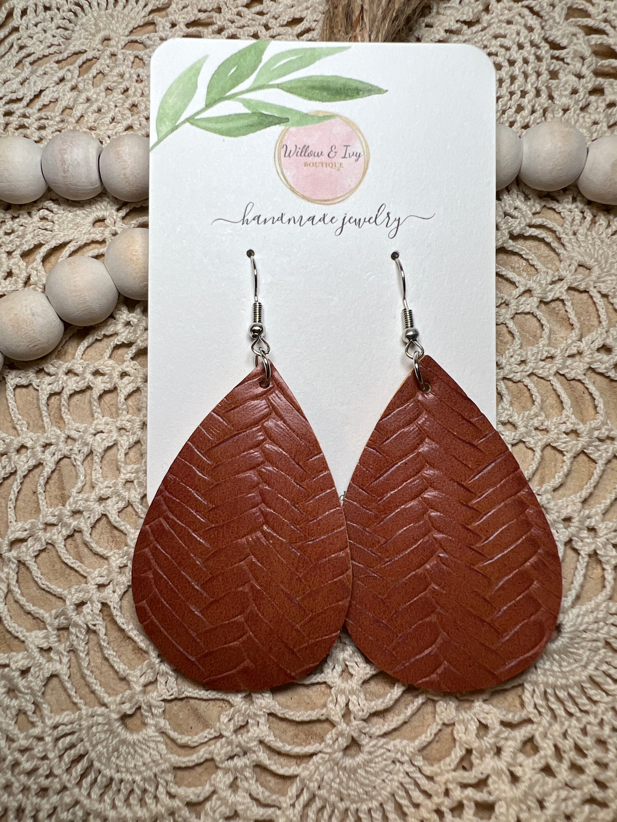 Chevron Faux Leather Earrings
