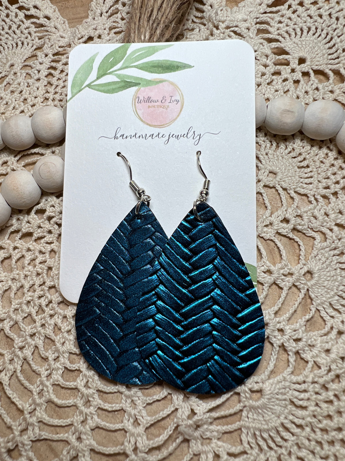 Chevron Faux Leather Earrings