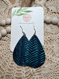 Chevron Faux Leather Earrings