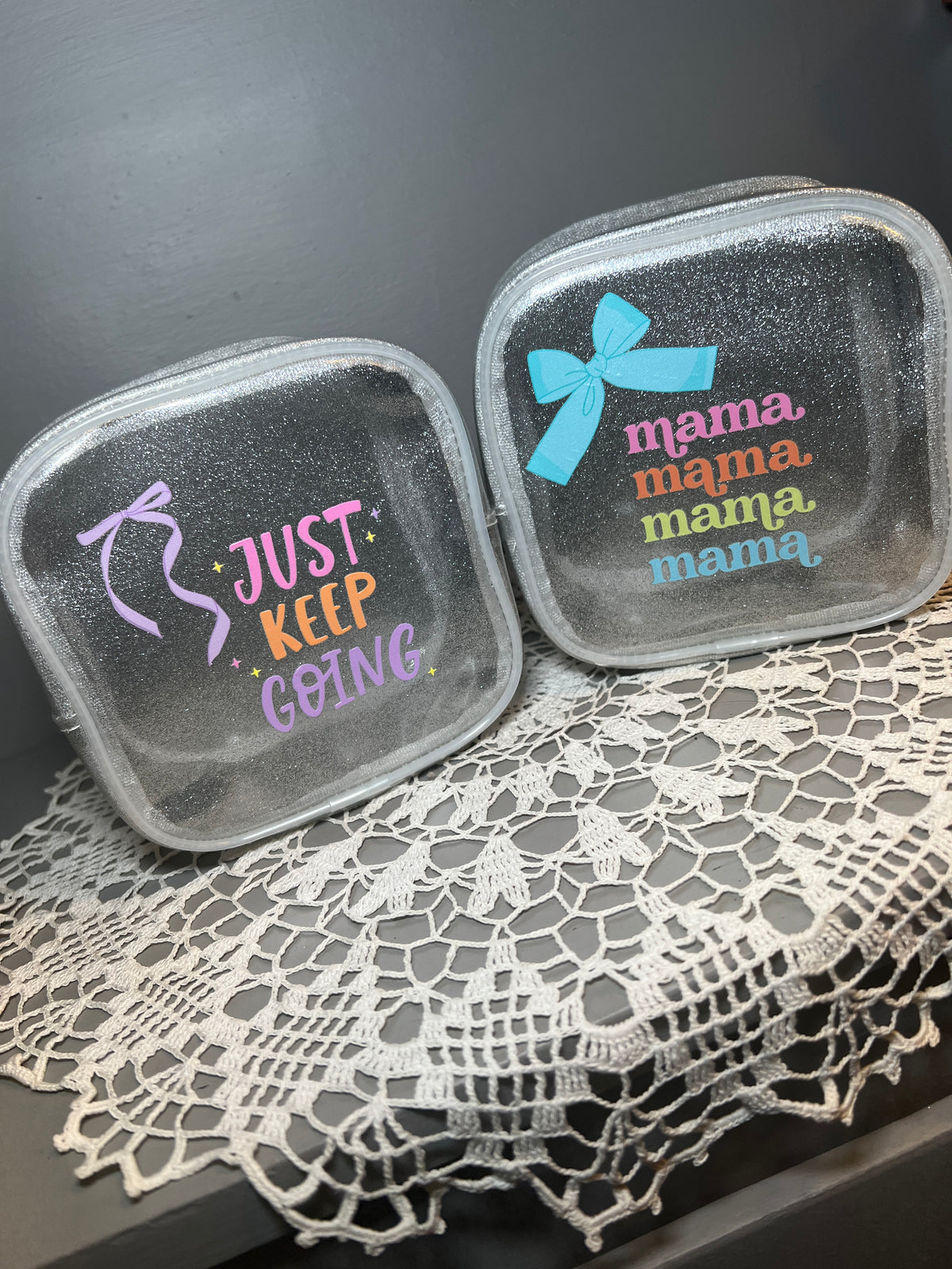 Sparkly Silver Square Pouch