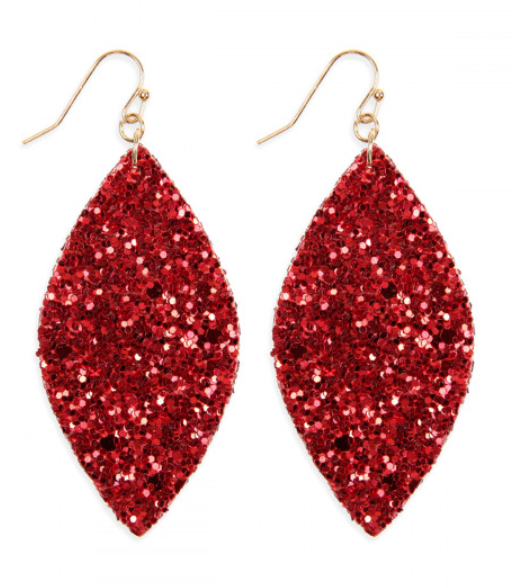 Red Sequin Marquise Drop Earrings