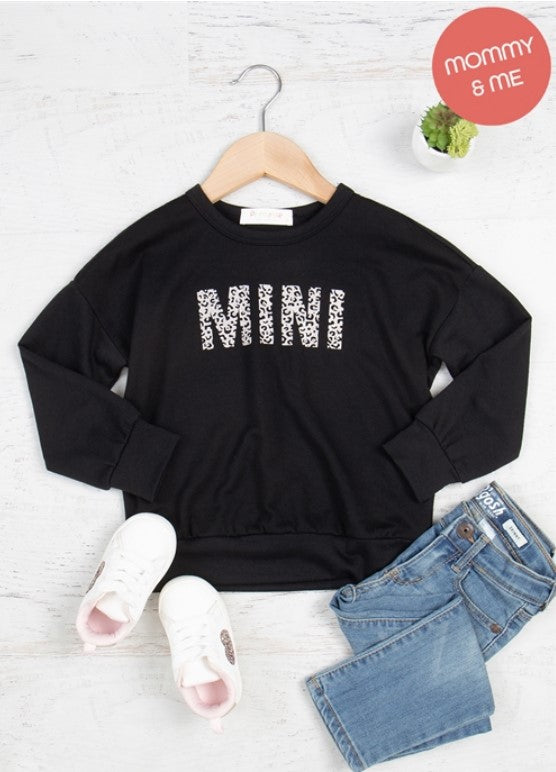 "MINI" Leopard Print Sweatshirt- Black *