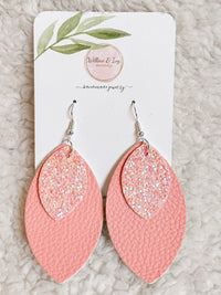 Sequin Double Layer Faux Leather Earrings