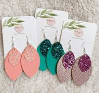 Sequin Double Layer Faux Leather Earrings