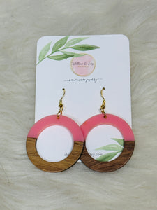 Peachy Pink Resin Wood Earrings