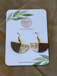 Flecks of Gold Resin Wood Earrings