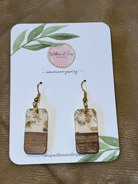 Flecks of Gold Resin Wood Earrings