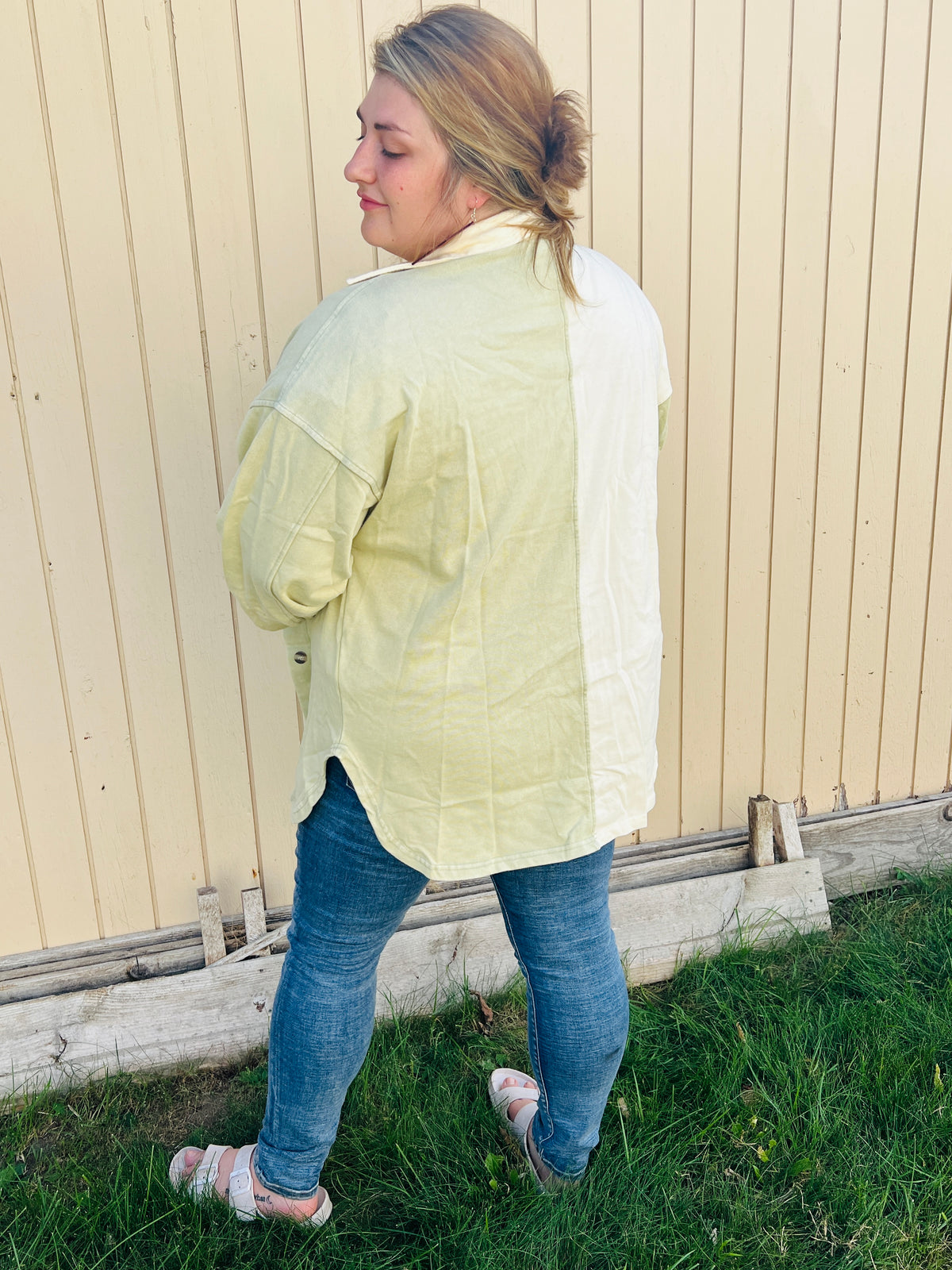 Every Possibility Olive ColorBlock Shacket