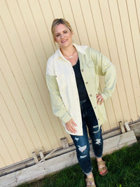 Every Possibility Olive ColorBlock Shacket