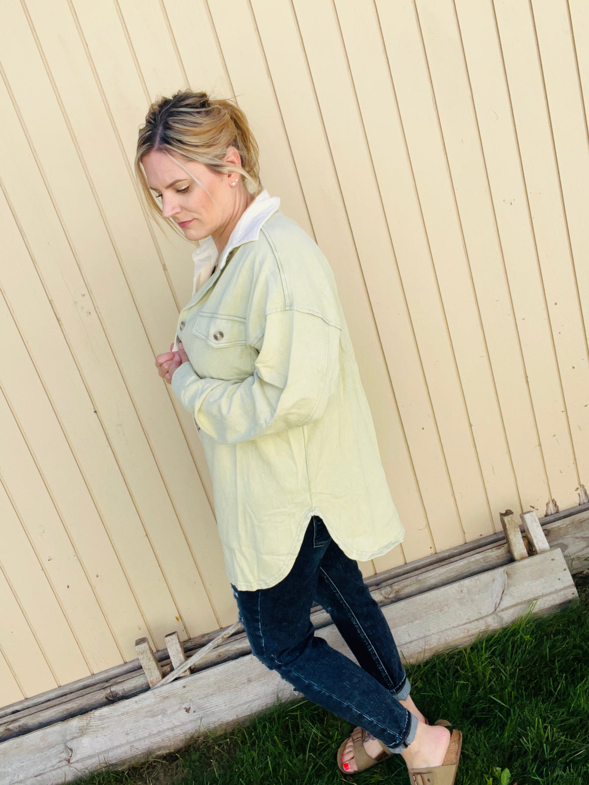 Every Possibility Olive ColorBlock Shacket