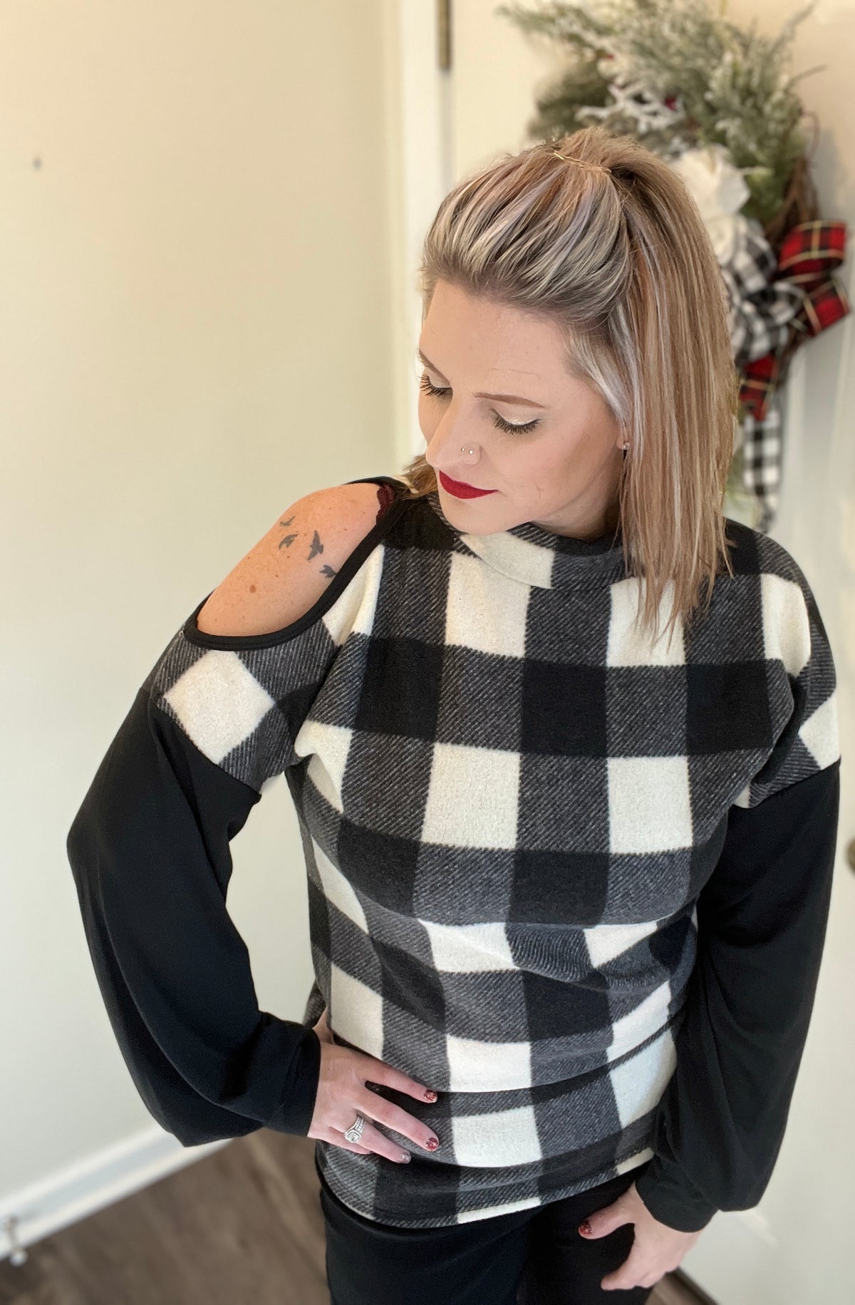 Sleigh All Day One Cold Shoulder Sweater *