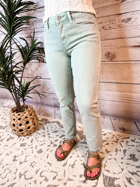 Melissa Mid Rise Mint Crop