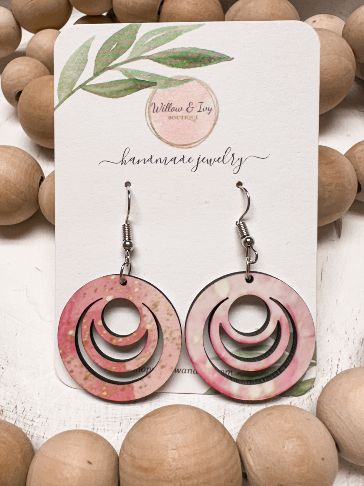 Pink & Gold Speckled Earrings