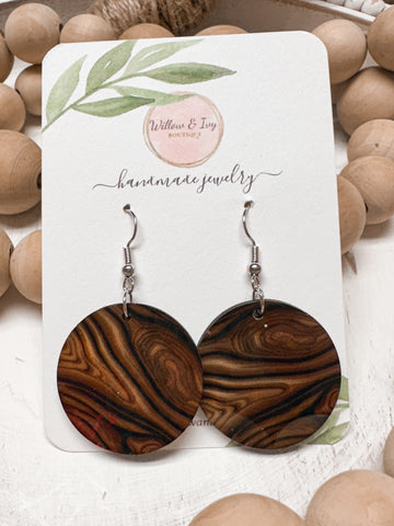 Brown Wood Earrings