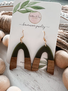 Resin Wood Arch Earrings