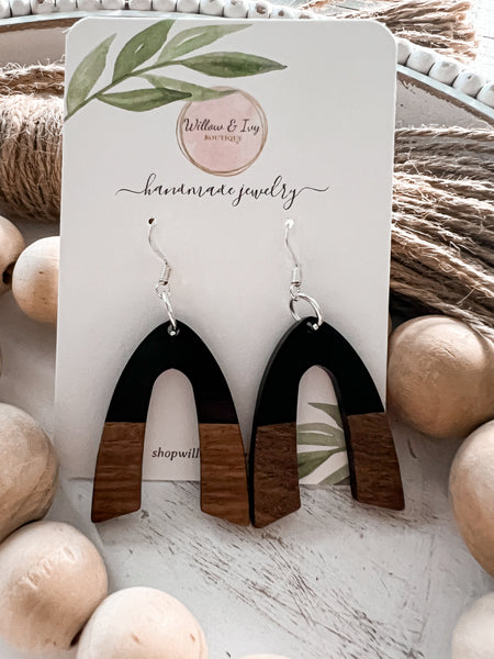 Resin Wood Arch Earrings