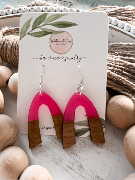 Resin Wood Arch Earrings