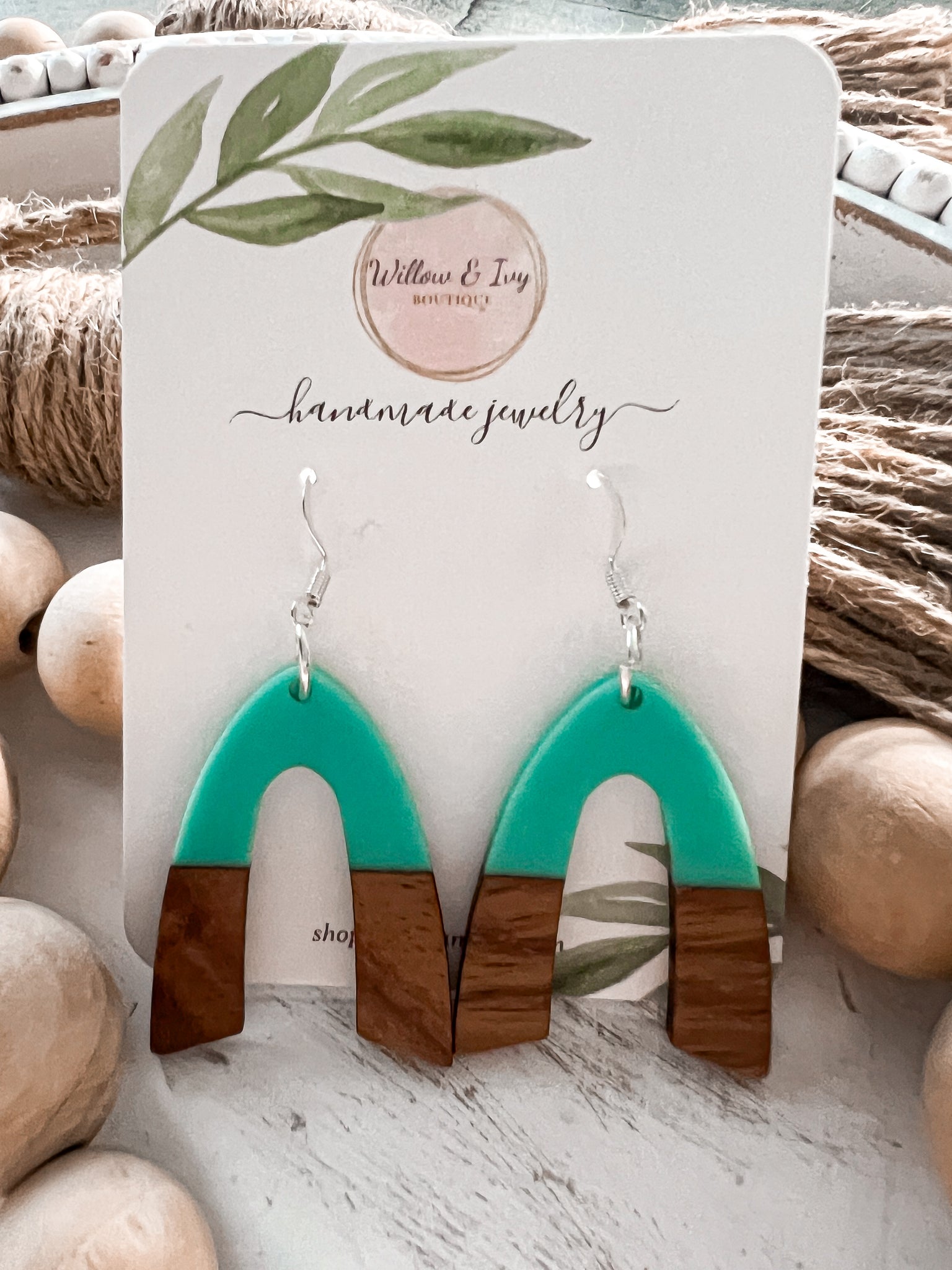 Resin Wood Arch Earrings