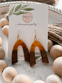 Resin Wood Arch Earrings