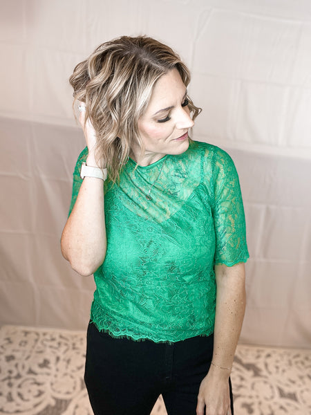 Emerald Elegance Lace Top & Cami